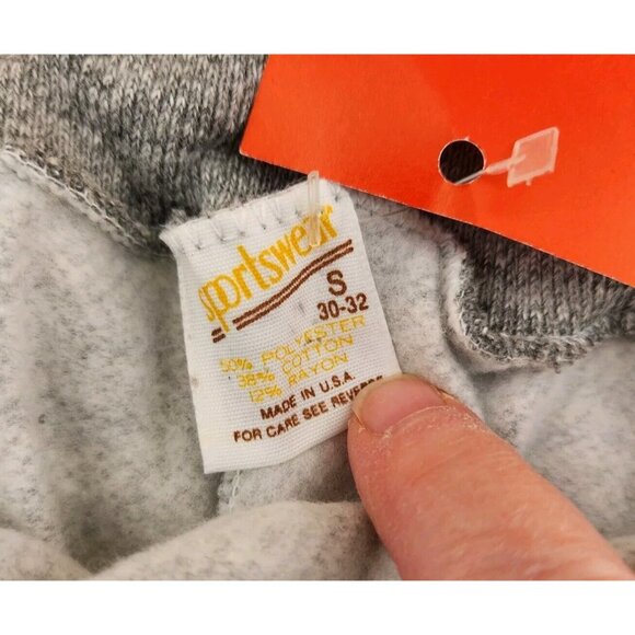 Vintage Grey Sweatpants Knit Drawstring SZ Small Sportswear Fleece NWT NOS - Picture 2 of 16